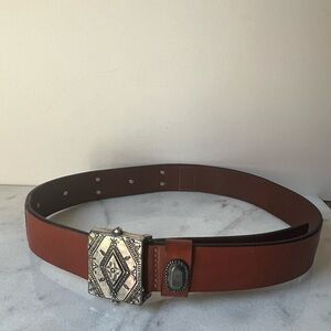 Frank Daniel Buckle Casual 1 1/2" wide Genuine Leather Belt Italy 39.5” Long